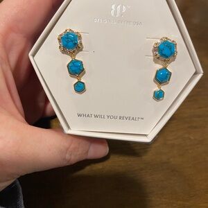 Turquoise Hexagon Drop Earrings - BP